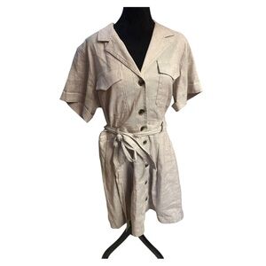Banana Republic Women’s Utility Linen Shirtdress – Size 14, Oatmeal